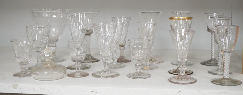 A collection of various Georgian and later wine glasses